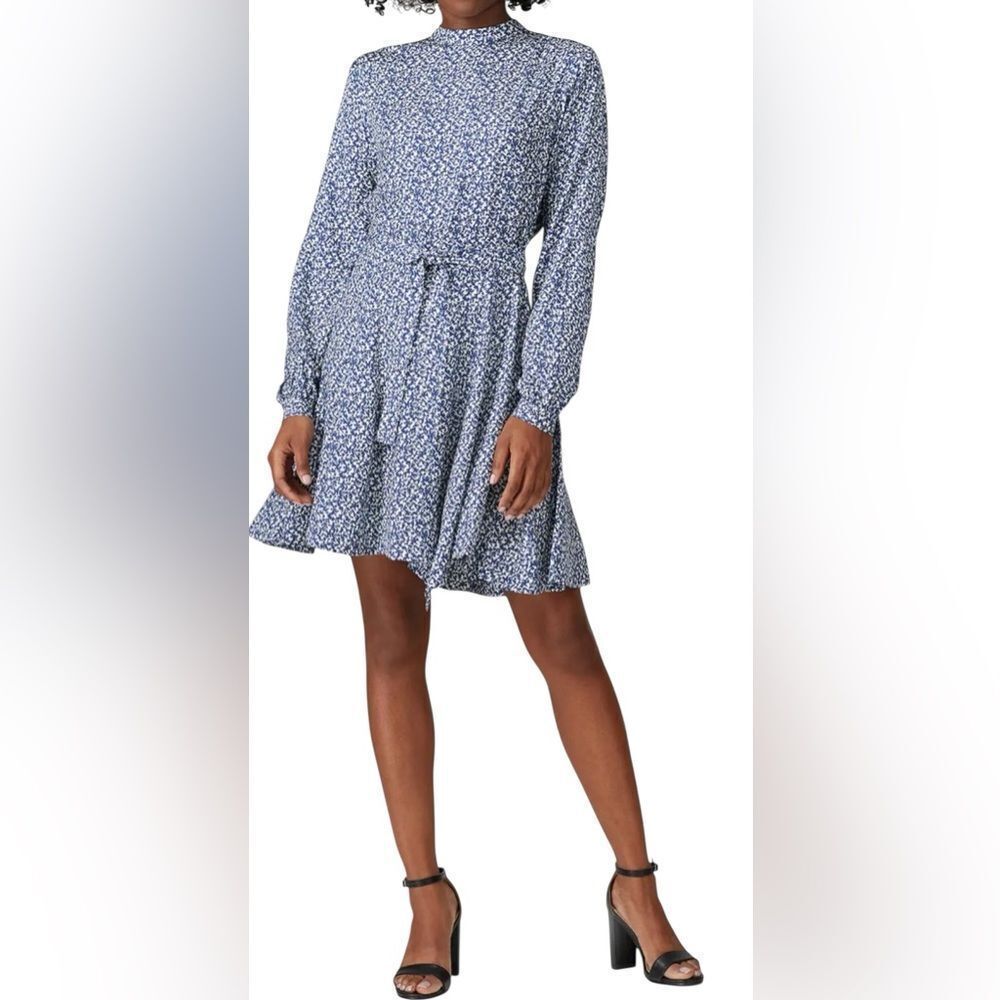Derek Lam 10 Crosby Long Sleeve Blue Printed Dress Size 6